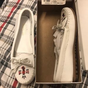 White Minnetonka moccasins